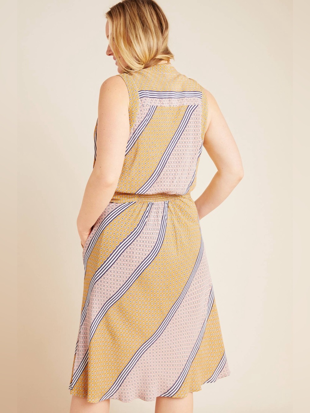 Anthropologie Maeve Carla Wrap Dress Size 14 Petite Midi Viscose Lightweight - Picture 2 of 16